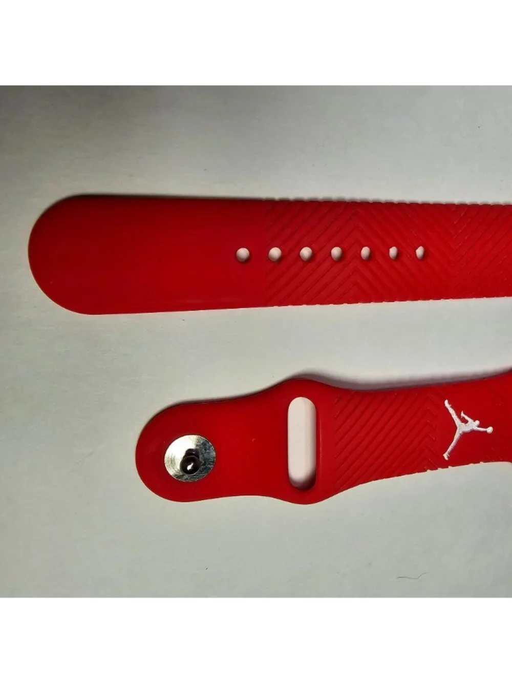 Air Jordan Apple Watch Silicone Sport Band (42mm/44/46/49) Red w/ White Logo